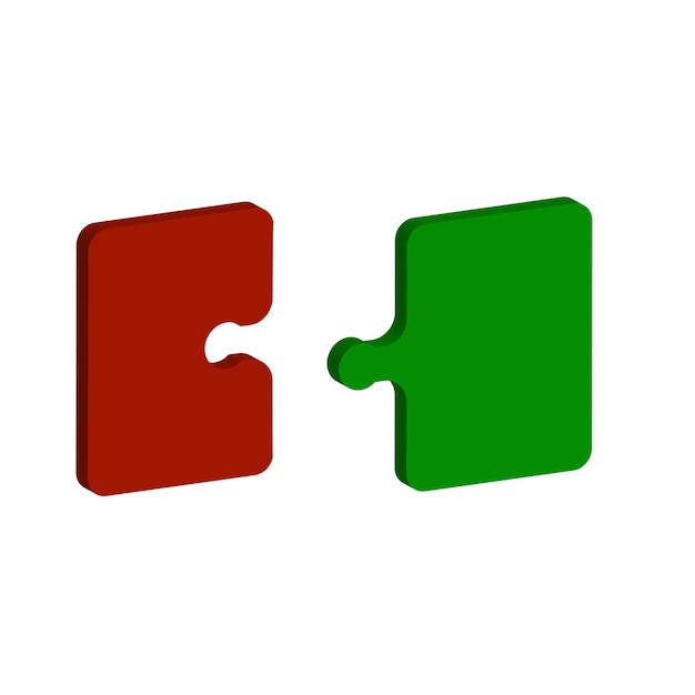 Red green puzzle. Vector illustration.