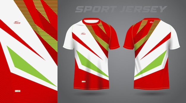 Design in jersey sportivo camicia rossa verde