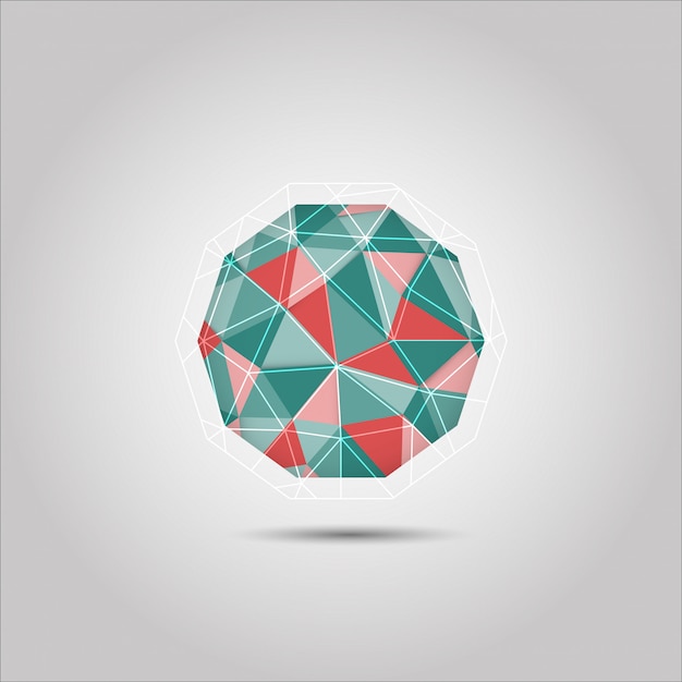 Vector red and green sphere polygon shape vector icon