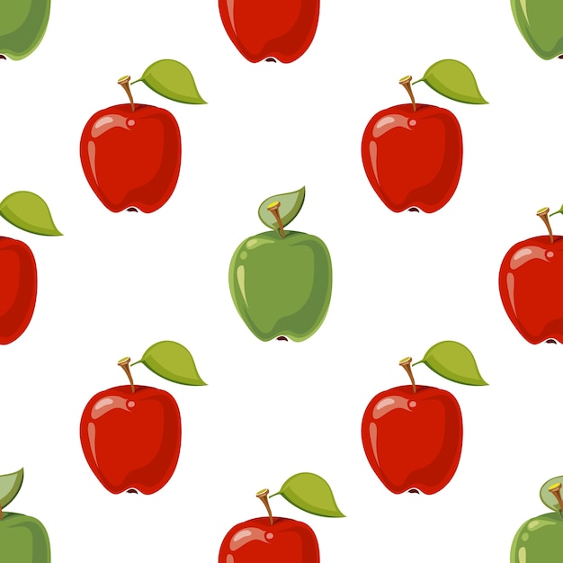 赤と緑のベクトルのリンゴのシームレスなパターン