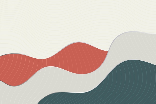 Red, grey and dark green retro waves background. stylish line art illustration in asian style