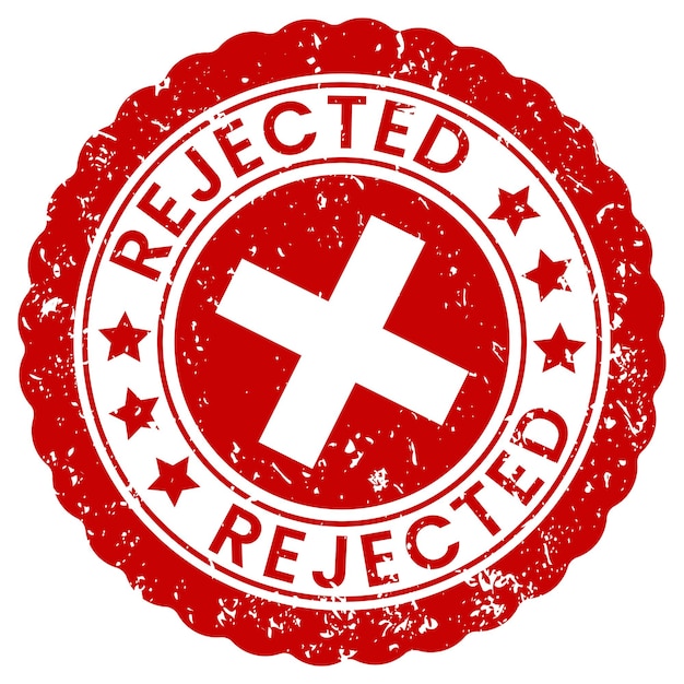 Red Grunge Rejected stamp sticker with Cross icon vector illustration