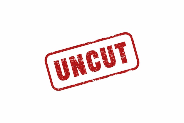 Red grunge rubber stamp with the word uncut in the middle