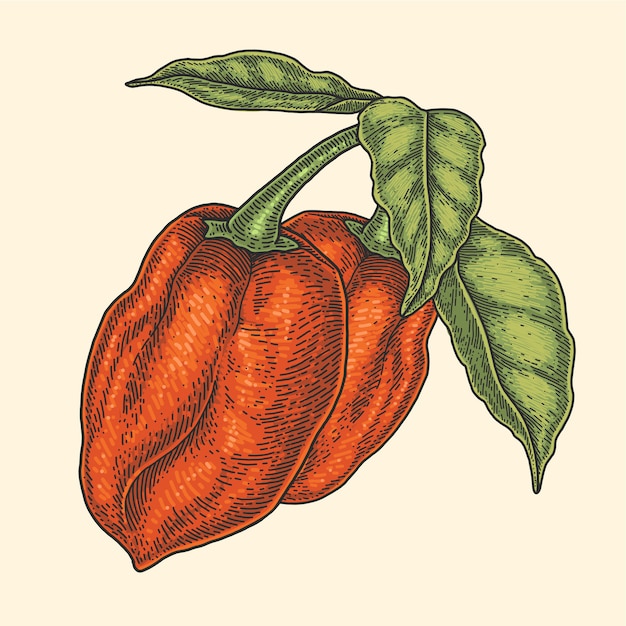 Vector red habanero chili illustration