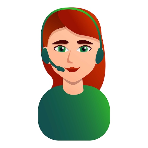 Red hair call center woman icon Cartoon of red hair call center woman vector icon for web design isolated on white background