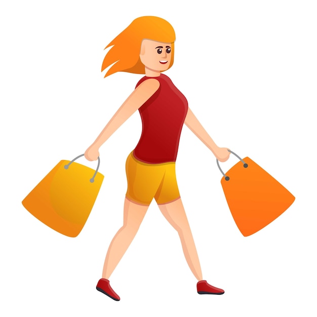 Vector red hair shopping woman icon cartoon of red hair shopping woman vector icon for web design isolated on white background