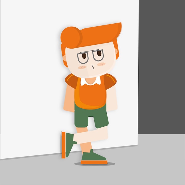 Vector red haired man flat character