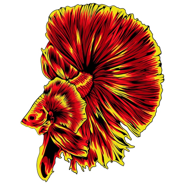 빨간색 하프문 betta 물고기 벡터 일러스트 로고