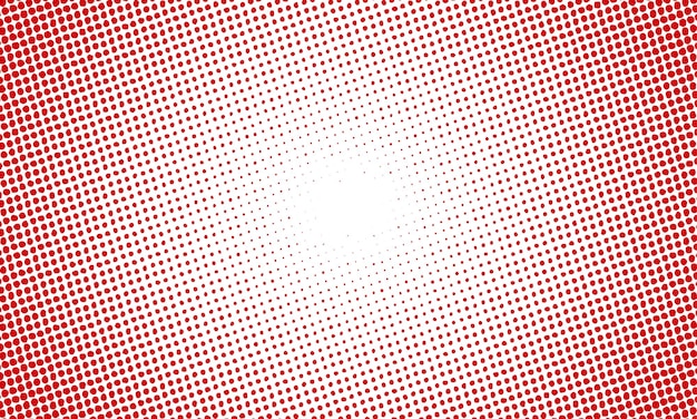 Red halftone pattern on white background Abstract dotted vintage backdrop Pop art design.