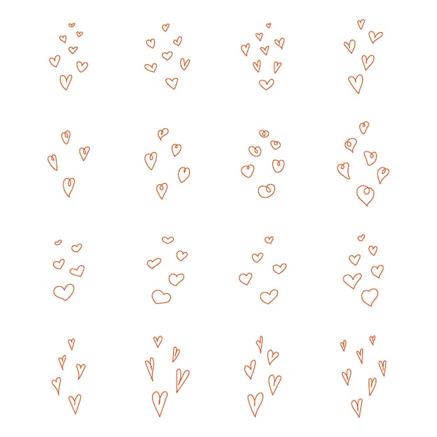 Красный ручной набор изолированных векторных иллюстраций сердца