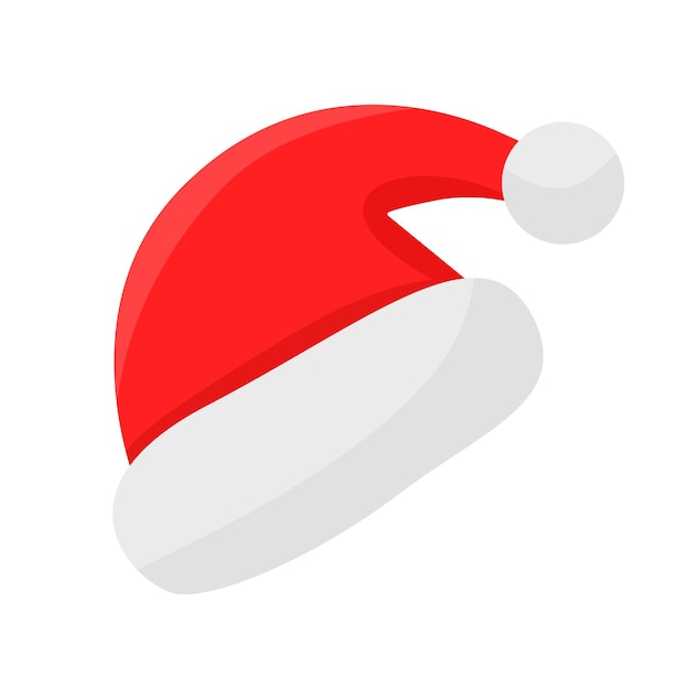 Red hat of Santa Claus. Christmas Santa element on isolated background