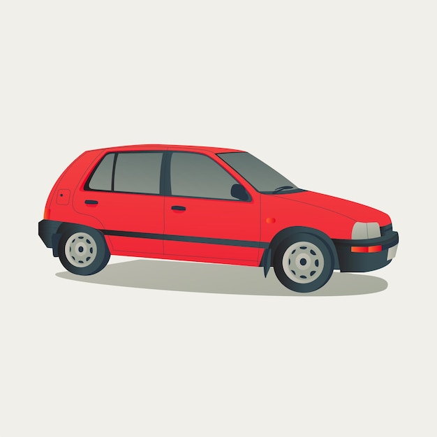 Red hatchback city car