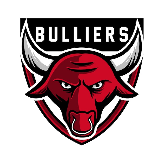 Red head bull mascot logo