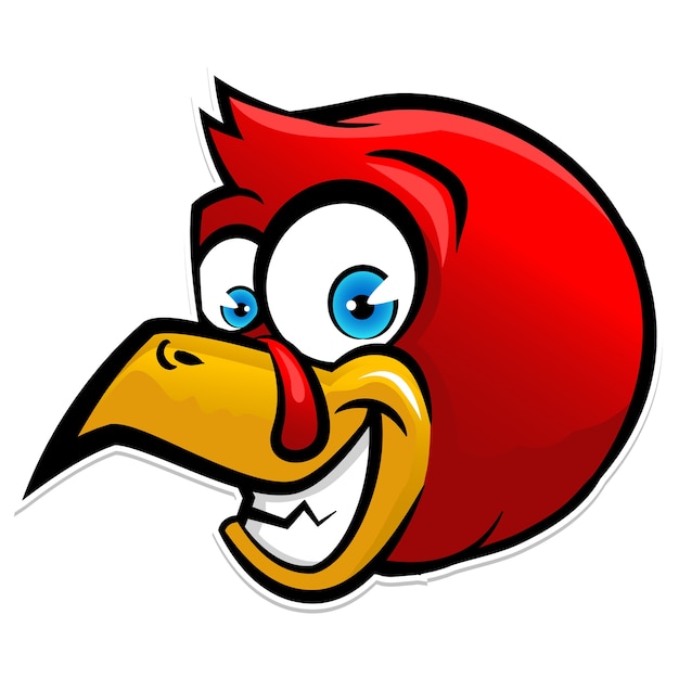 red head chicken bird mascot logo design