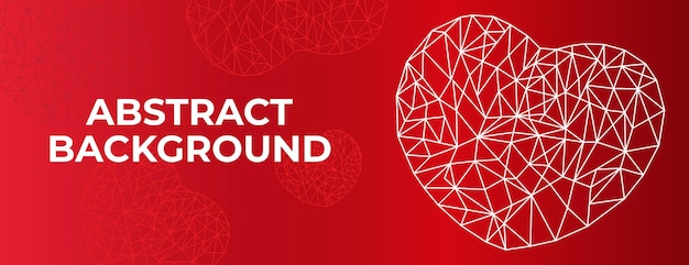 Red Heart Abstract Background Love Heart Vector Banner Template Design