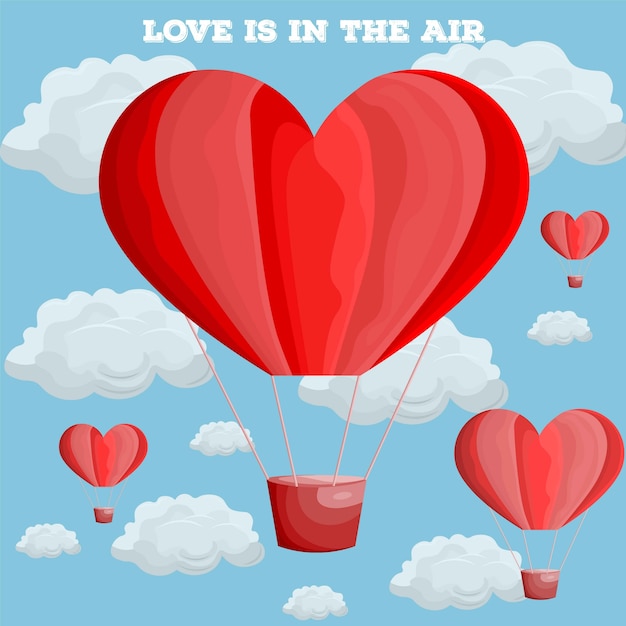 Red heart air balloon vector