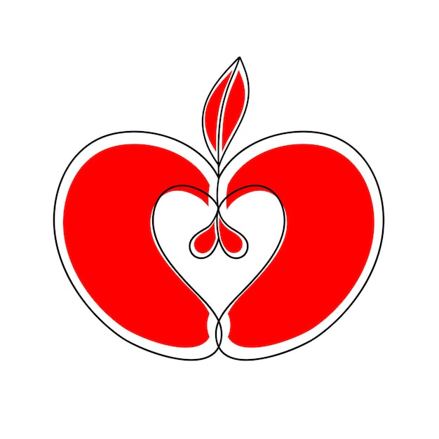 Vettore mela rossa del cuore come il logo