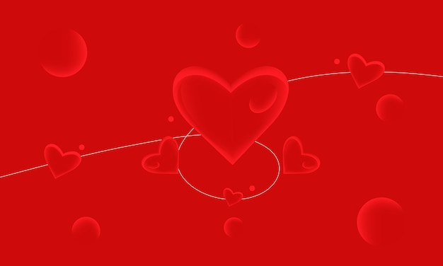 Red heart background with line art