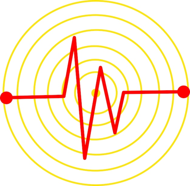 A red heart beat in a circle with a red line on the center