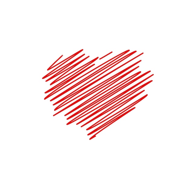 A red heart drawn as random lines, A red heart drawn as random lines