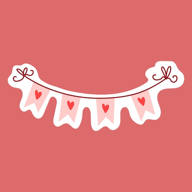 Vector red heart garland sticker