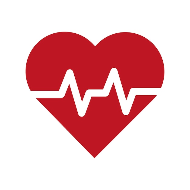 Red heart health line. Health care. Vector illustration.