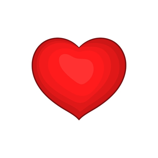 Red heart icon in cartoon style on a white background
