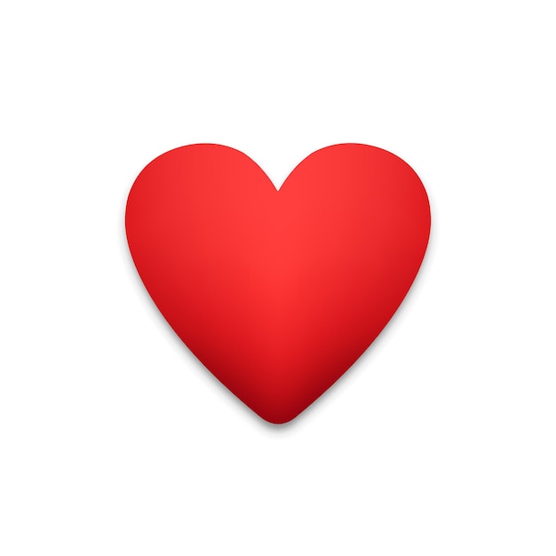 Red heart icon with shadow on white background