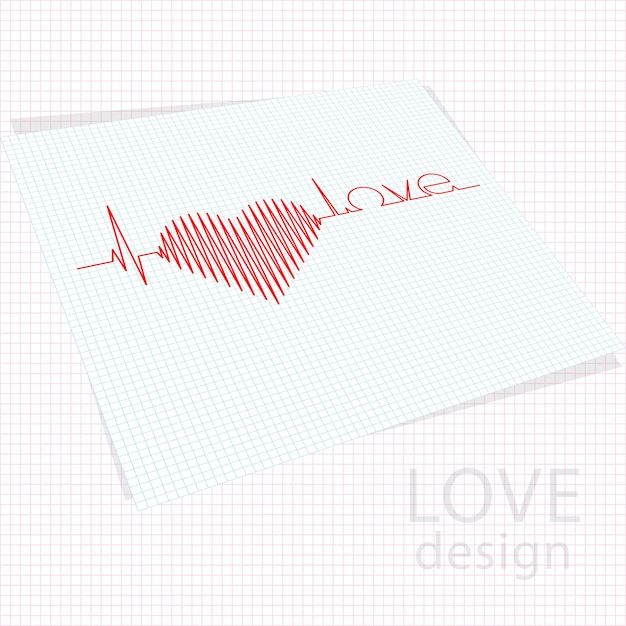 Red heart icon with sign heartbeat Love symbol Valentine Heart of love Vector illustration