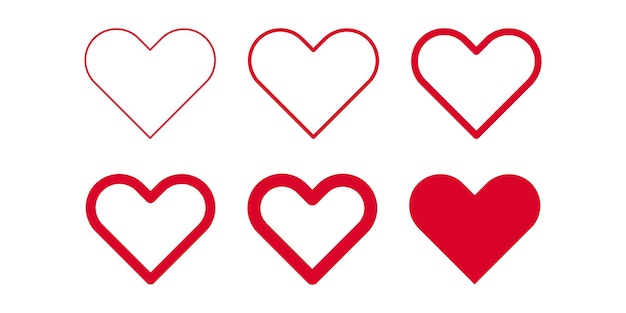 Premium Vector  Red love heart icon collection set of red heart icons