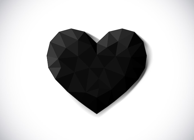 Vettore cuore rosso in stile low poly concetto di amore cuore origami