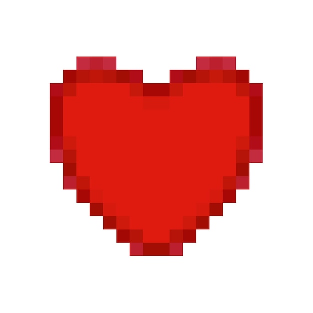 Pixelated red heart icon on light background. Pixel game life bar symbol.  Cute st valentine's day heart, game element. Outline flat and colored  style. Vector illustration. 29606635 Vector Art at Vecteezy