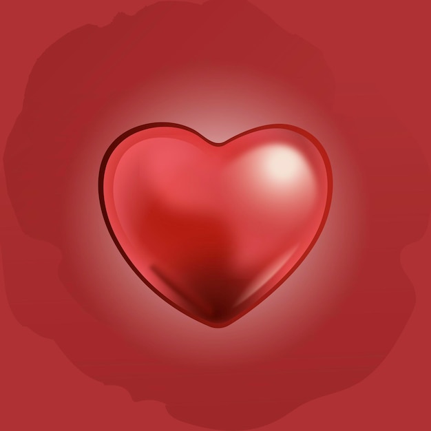 Vector red heart on a red background