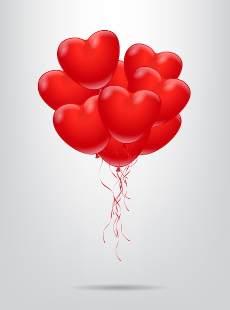 Red heart shape balloon bunch.