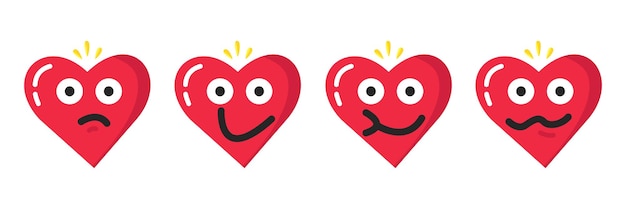 Vettore cuore rosso sorriso amore emoji emoticon san valentino