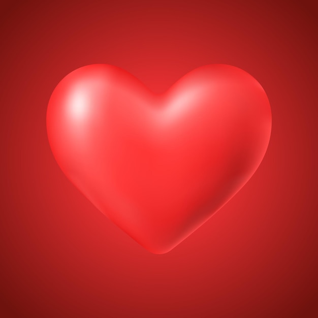 red heart in trendy 3d style on red background vector illustration for valentines day design