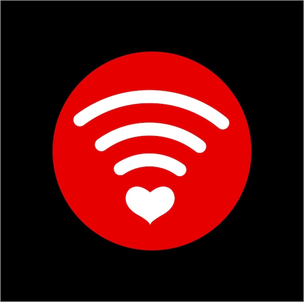 The Red heart valentine wifi vector symbol