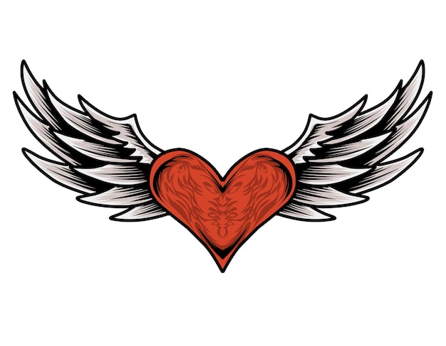 Red heart wings