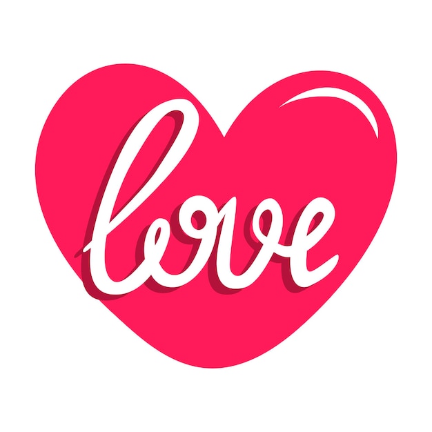 Cuore rosso con la scritta lovelettering love