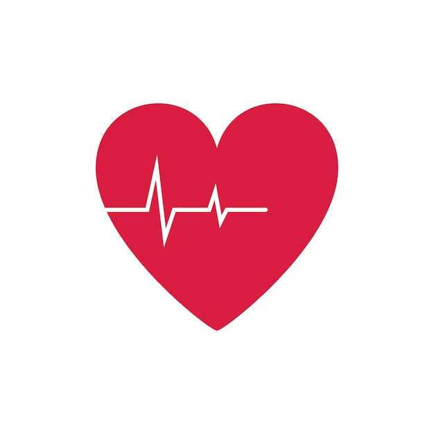 Red heart with pulse on white background for world hypertension day