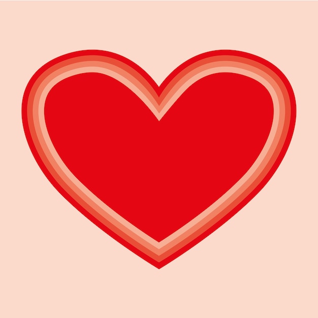 Red heart with repeating stripes. valentine day icon