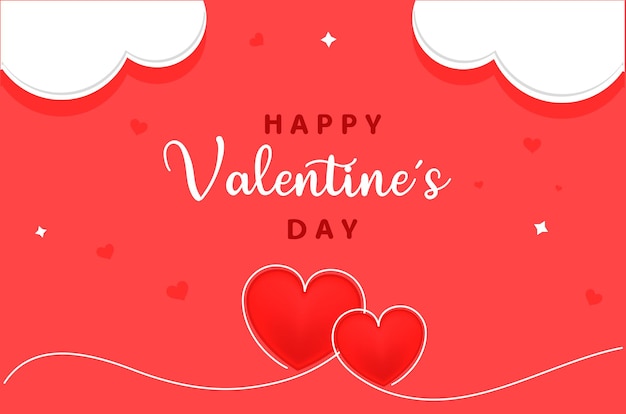 Red heart with Valentines Day Free Vector