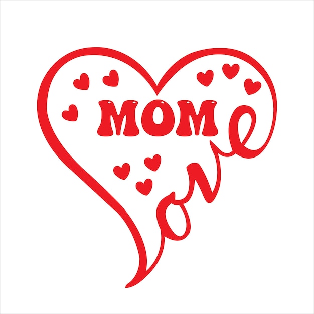 A red heart with the word mom on it