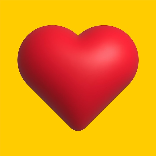 Red heart on yellow background