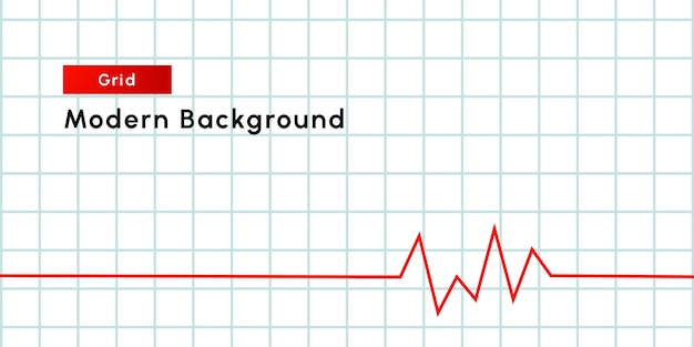 ベクトル ヘルスケアの概念のグリッドの背景に赤いハートビート グラフ