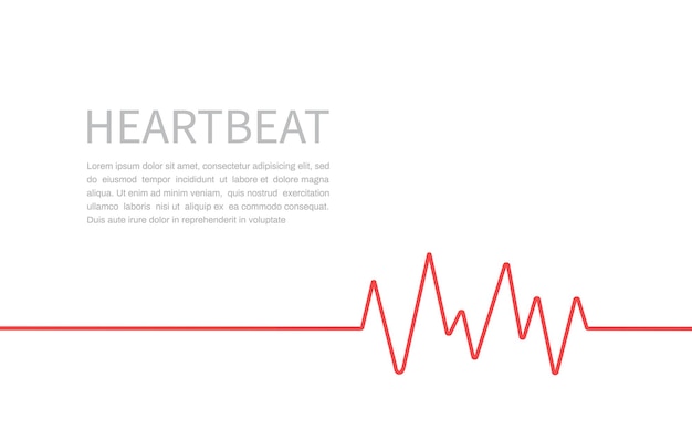 Vector red heartbeat line icon on white background pulse rate monitor banner vector illustration