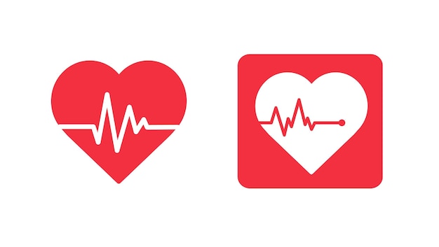 Icona rossa della linea del battito cardiaco su sfondo bianco illustrazione vettoriale del monitor della frequenza cardiaca