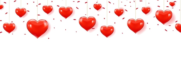 Vector red hearts border