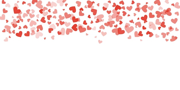 Red hearts corner confetti backgorund vector border for greeting card or valentine day poster