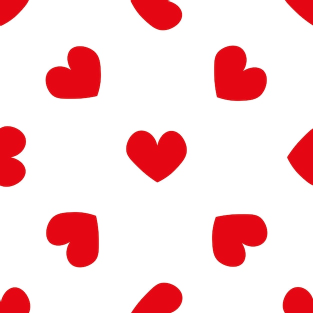 Red hearts in doodle style Seamless romantic pattern